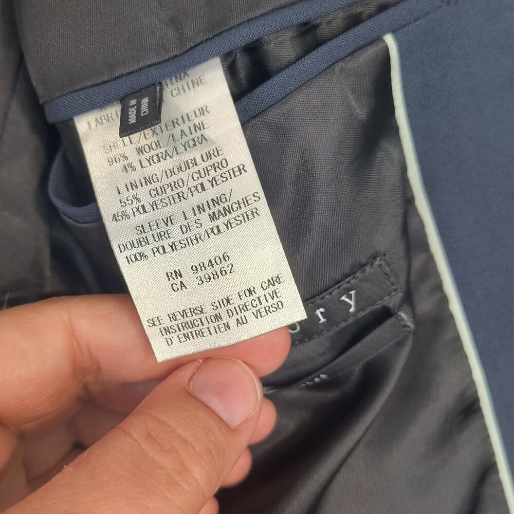 Theory Men's Blazer Suite Jacket Navy Blue Sz 36 Reg Wool Chambers Stretch $595 - Picture 12 of 14